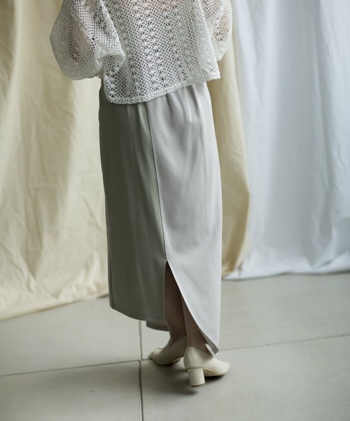 mona Belinda（モナベリンダ）の「配色アシメスカート（スカート・レディース・パープル/サックスブルー/グレイッシュベージュ・FREE）」の14枚目の写真