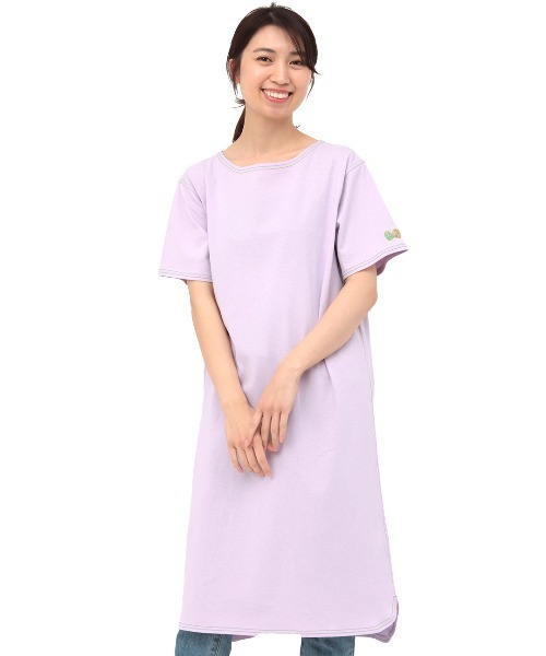 チチカカ(チチカカ)の「ワンポイントダブルステッチTシャツワンピース(ワンピース・レディース・カーキ/ライトパープル/ライトベージュ・FREE)」の8枚目の写真