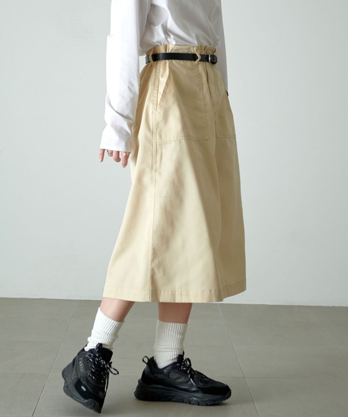 KANGOL EXTRA COMFORT(カンゴールエクストラコンフォート)の「【KANGOL EXTRA CONFORT(カンゴール エクストラコンフォート)】《WEB限定》ロゴ刺繍 Aライン ベイカースカート(スカート・レディース・ブラック/ベージュ/カーキ・LL/M/L)」の8枚目の写真