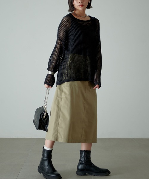 KANGOL EXTRA COMFORT(カンゴールエクストラコンフォート)の「【KANGOL EXTRA CONFORT(カンゴール エクストラコンフォート)】《WEB限定》ロゴ刺繍 Aライン ベイカースカート(スカート・レディース・ブラック/ベージュ/カーキ・LL/M/L)」の12枚目の写真