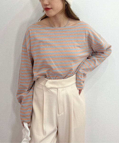 EPIMI E'PIMMY(エピミエピミー)の「カラフルボーダーロングプルオーバー(Tシャツ/カットソー・レディース・サックスブルー/ブラック/ネイビー/グリーン・MEDIUM)」の4枚目の写真