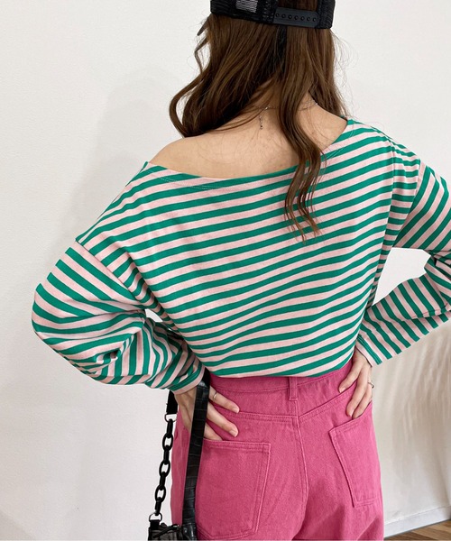 EPIMI E'PIMMY(エピミエピミー)の「カラフルボーダーロングプルオーバー(Tシャツ/カットソー・レディース・サックスブルー/ブラック/ネイビー/グリーン・MEDIUM)」の2枚目の写真