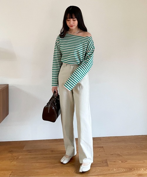 EPIMI E'PIMMY(エピミエピミー)の「カラフルボーダーロングプルオーバー(Tシャツ/カットソー・レディース・サックスブルー/ブラック/ネイビー/グリーン・MEDIUM)」の10枚目の写真