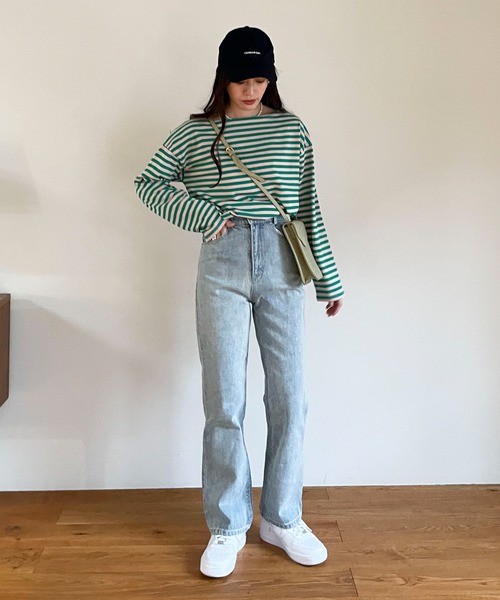 EPIMI E'PIMMY(エピミエピミー)の「カラフルボーダーロングプルオーバー(Tシャツ/カットソー・レディース・サックスブルー/ブラック/ネイビー/グリーン・MEDIUM)」の12枚目の写真