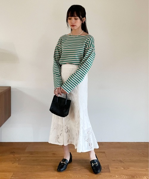 EPIMI E'PIMMY(エピミエピミー)の「カラフルボーダーロングプルオーバー(Tシャツ/カットソー・レディース・サックスブルー/ブラック/ネイビー/グリーン・MEDIUM)」の13枚目の写真