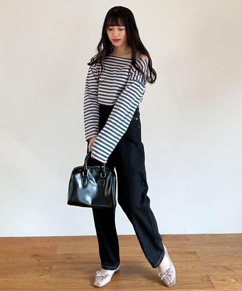 EPIMI E'PIMMY(エピミエピミー)の「カラフルボーダーロングプルオーバー(Tシャツ/カットソー・レディース・サックスブルー/ブラック/ネイビー/グリーン・MEDIUM)」の14枚目の写真