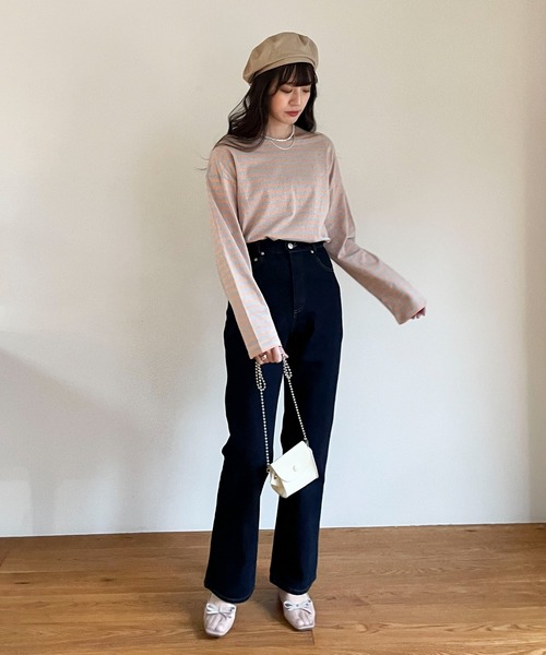 EPIMI E'PIMMY(エピミエピミー)の「カラフルボーダーロングプルオーバー(Tシャツ/カットソー・レディース・サックスブルー/ブラック/ネイビー/グリーン・MEDIUM)」の18枚目の写真