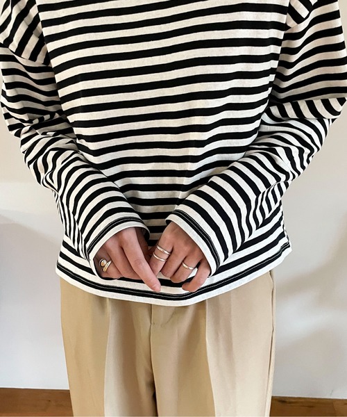 EPIMI E'PIMMY(エピミエピミー)の「カラフルボーダーロングプルオーバー(Tシャツ/カットソー・レディース・サックスブルー/ブラック/ネイビー/グリーン・MEDIUM)」の22枚目の写真