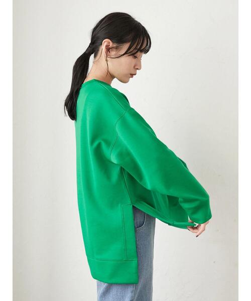 Green　Parks（グリーンパークス）の「ダンボールクッションスリットプルオーバー＊（スウェット・レディース・イエロー/グリーン/ダークグレー/ライトベージュ・FREE）」の6枚目の写真