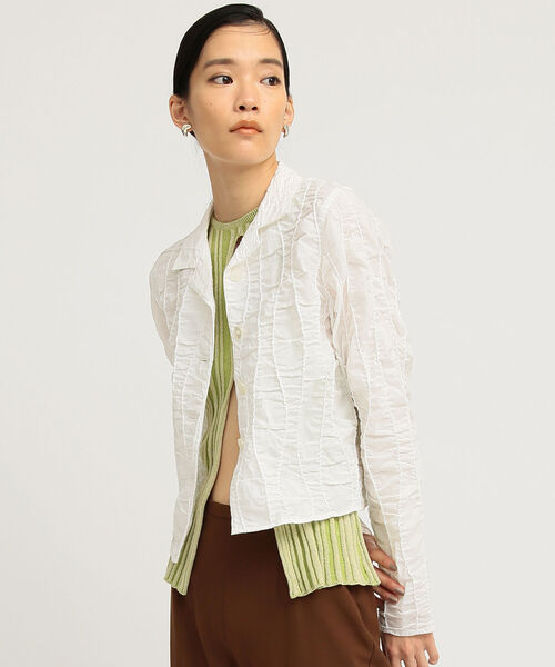 Ray BEAMS(レイビームス)の「Ray BEAMS / シャーリング シャツ(シャツ/ブラウス・レディース・ホワイト/ブラック・ONE SIZE)」の6枚目の写真