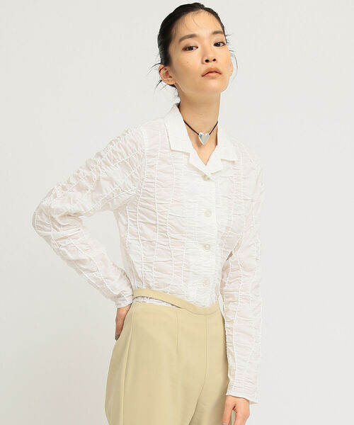 Ray BEAMS(レイビームス)の「Ray BEAMS / シャーリング シャツ(シャツ/ブラウス・レディース・ホワイト/ブラック・ONE SIZE)」の10枚目の写真