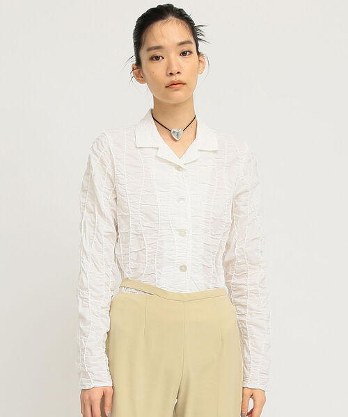 Ray BEAMS(レイビームス)の「Ray BEAMS / シャーリング シャツ(シャツ/ブラウス・レディース・ホワイト/ブラック・ONE SIZE)」の11枚目の写真