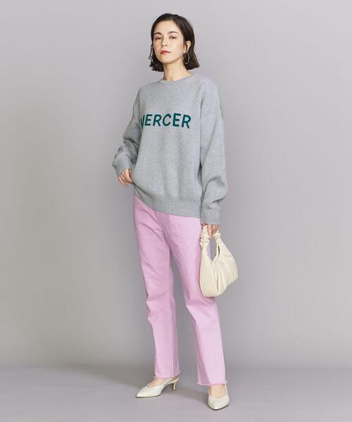 BEAUTY&YOUTH　ロゴ クルーネック ニットプルオーバー エンブロイダリー ロゴ クルーネック ニットプルオーバー