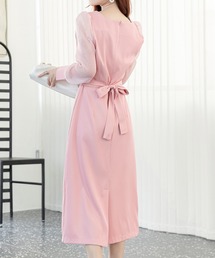 DAY CLOSET | レディース シースルーボリューム袖のバックリボンワンピース(ワンピース)
