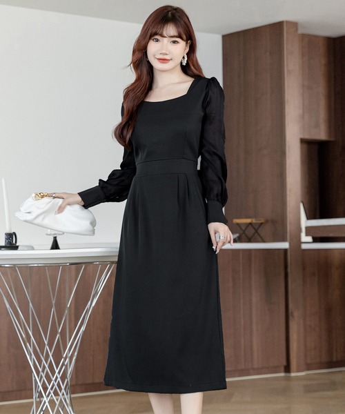 DAY CLOSET（デイ クローゼット）の「レディース シースルーボリューム袖のバックリボンワンピース（ワンピース・レディース・アイボリー/ブラック/ピンク/ブルー系その他/グリーン/ベージュ系その他・S/L/XL/M）」の19枚目の写真