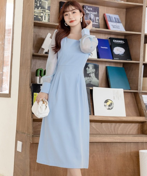 DAY CLOSET（デイ クローゼット）の「レディース シースルーボリューム袖のバックリボンワンピース（ワンピース・レディース・アイボリー/ブラック/ピンク/ブルー系その他/グリーン/ベージュ系その他・S/L/XL/M）」の22枚目の写真