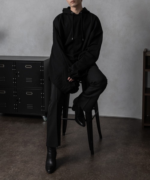 Adoon plain（アドーンプレーン）の「【Adoon plain】ギャザーパーカー（パーカー・メンズ・ライトグレー/ブラック・FREE）」の5枚目の写真