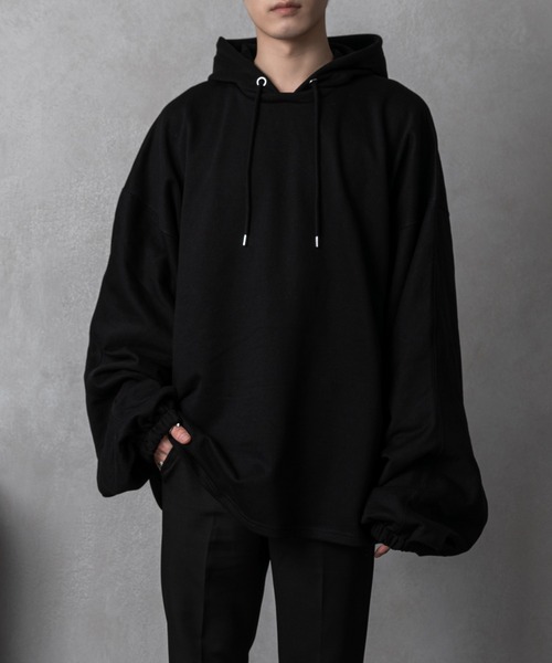 Adoon plain（アドーンプレーン）の「【Adoon plain】ギャザーパーカー（パーカー・メンズ・ライトグレー/ブラック・FREE）」の9枚目の写真