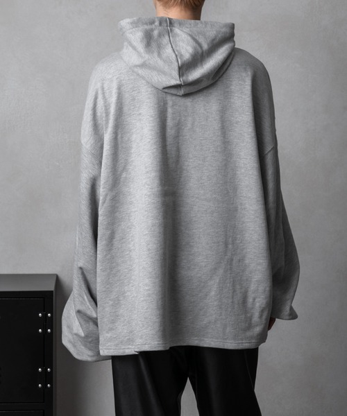 Adoon plain（アドーンプレーン）の「【Adoon plain】ギャザーパーカー（パーカー・メンズ・ライトグレー/ブラック・FREE）」の21枚目の写真