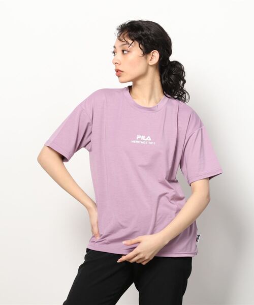 FILA（フィラ）の「フィラ FILA リヨセル混Tシャツ（Tシャツ/カットソー・レディース・ネイビー/ラベンダー/ブラック・S/M/L/XL）」の3枚目の写真