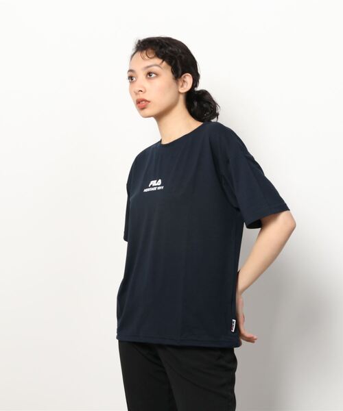 FILA（フィラ）の「フィラ FILA リヨセル混Tシャツ（Tシャツ/カットソー・レディース・ネイビー/ラベンダー/ブラック・S/M/L/XL）」の2枚目の写真