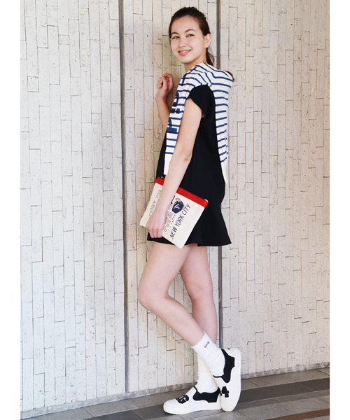 X-girl（エックスガール）の「【mini6月号掲載】PONTE SET UP（スカート・レディース・ブラック/アッシュ/ライトブルー・1/2）」の6枚目の写真