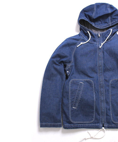 Denime（ドゥニーム）の「【MadeInJapan】40sフレンチワークマリンパーカージェルトデニムUSED加工（その他アウター・メンズ・インディゴブルー・SMALL/LARGE/MEDIUM）」の9枚目の写真