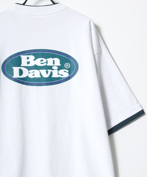 BEN DAVIS(ベンデイビス)の「BEN DAVIS/ベンデイビス オーバーサイズ バックプリント オーバルロゴ フロント ワンポイント刺繍 レイヤード 半袖Tシャツ(Tシャツ/カットソー・メンズ・ホワイト/チャコールグレー/アッシュグレー/ブルー系その他・M/L/XL)」の2枚目の写真