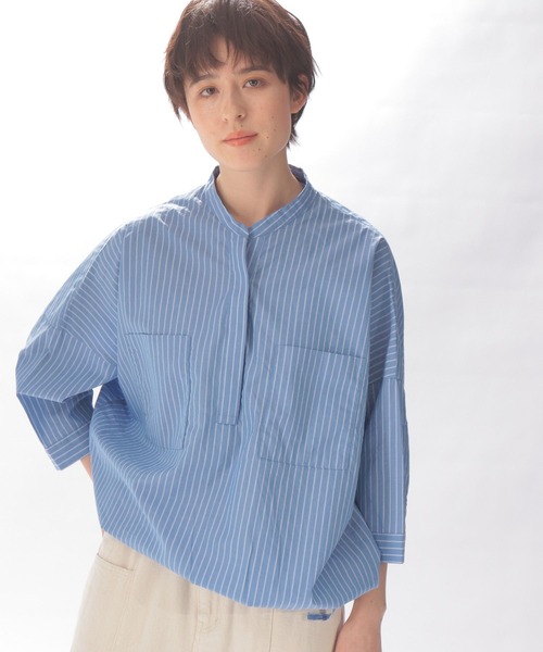 niko and（ニコアンド）の「マーセコクーンバンドカラーシャツ