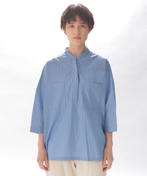 niko and（ニコアンド）の「マーセコクーンバンドカラーシャツ