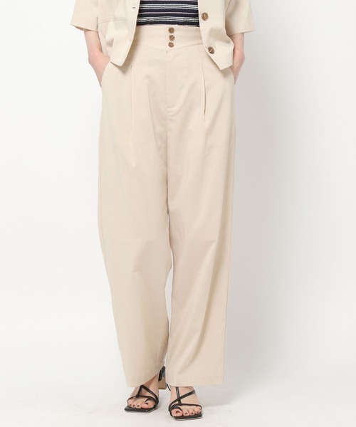 mysty woman（ミスティウーマン）の「タックストレートパンツ 275144（スラックス・レディース・カーキ/アイボリー/モカ・FREE）」の10枚目の写真