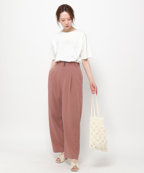 mysty woman（ミスティウーマン）の「タックストレートパンツ 275144（スラックス・レディース・カーキ/アイボリー/モカ・FREE）」の12枚目の写真