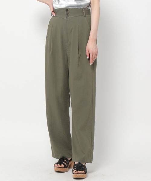 mysty woman（ミスティウーマン）の「タックストレートパンツ 275144（スラックス・レディース・カーキ/アイボリー/モカ・FREE）」の15枚目の写真