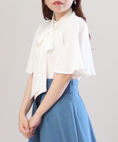 ASTORIA ODIER（アストリアオディール）の「ボウタイブラウス（シャツ/ブラウス・レディース・ベージュ/ホワイト・MEDIUM）」の12枚目の写真