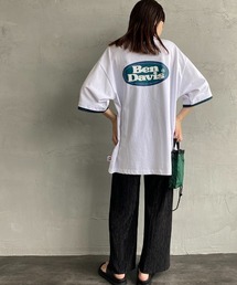 【WEB限定】[BEN DAVIS/ベンデイビス] オーバルロゴプリント レイヤードデザインTシャツ