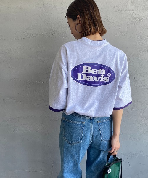 BEN DAVIS（ベンデイビス）の「【WEB限定】[BEN DAVIS/ベンデイビス] オーバルロゴプリント レイヤードデザインTシャツ（Tシャツ/カットソー・レディース・ライトグレー/ブルー/ホワイト・M/L/XL）」の2枚目の写真