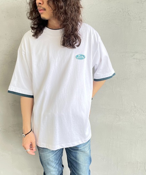 BEN DAVIS（ベンデイビス）の「【WEB限定】[BEN DAVIS/ベンデイビス] オーバルロゴプリント レイヤードデザインTシャツ（Tシャツ/カットソー・レディース・ライトグレー/ブルー/ホワイト・M/L/XL）」の16枚目の写真