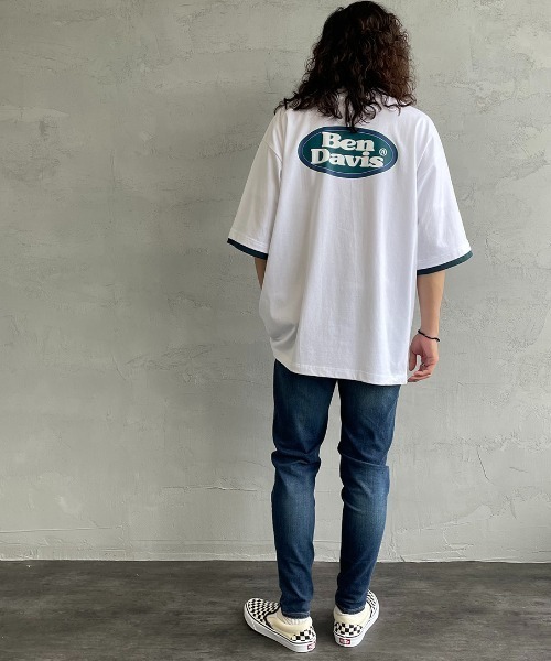 BEN DAVIS（ベンデイビス）の「【WEB限定】[BEN DAVIS/ベンデイビス] オーバルロゴプリント レイヤードデザインTシャツ（Tシャツ/カットソー・レディース・ライトグレー/ブルー/ホワイト・M/L/XL）」の12枚目の写真
