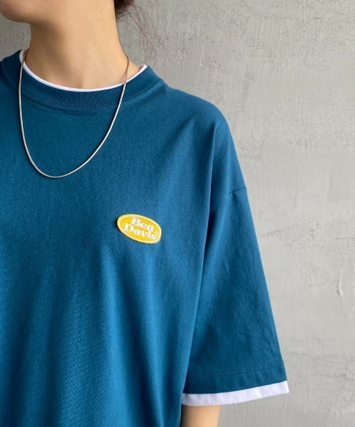 BEN DAVIS（ベンデイビス）の「【WEB限定】[BEN DAVIS/ベンデイビス] オーバルロゴプリント レイヤードデザインTシャツ（Tシャツ/カットソー・レディース・ライトグレー/ブルー/ホワイト・M/L/XL）」の4枚目の写真