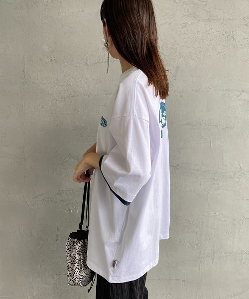 BEN DAVIS（ベンデイビス）の「【WEB限定】[BEN DAVIS/ベンデイビス] オーバルロゴプリント レイヤードデザインTシャツ（Tシャツ/カットソー・レディース・ライトグレー/ブルー/ホワイト・M/L/XL）」の8枚目の写真