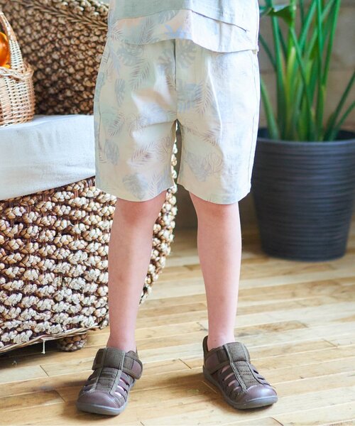 apres les cours(アプレレクール)の「トロピカル無地・総柄ハーフパンツ 5分丈(その他パンツ・キッズ・ネイビー/ブラウン/アイボリー/ミント/サーモンピンク・90/100/110/120/80/130/140)」の2枚目の写真