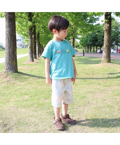 apres les cours(アプレレクール)の「トロピカル無地・総柄ハーフパンツ 5分丈(その他パンツ・キッズ・ネイビー/ブラウン/アイボリー/ミント/サーモンピンク・90/100/110/120/80/130/140)」の6枚目の写真