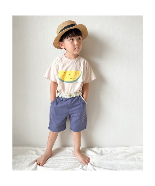 apres les cours(アプレレクール)の「トロピカル無地・総柄ハーフパンツ 5分丈(その他パンツ・キッズ・ネイビー/ブラウン/アイボリー/ミント/サーモンピンク・90/100/110/120/80/130/140)」の8枚目の写真