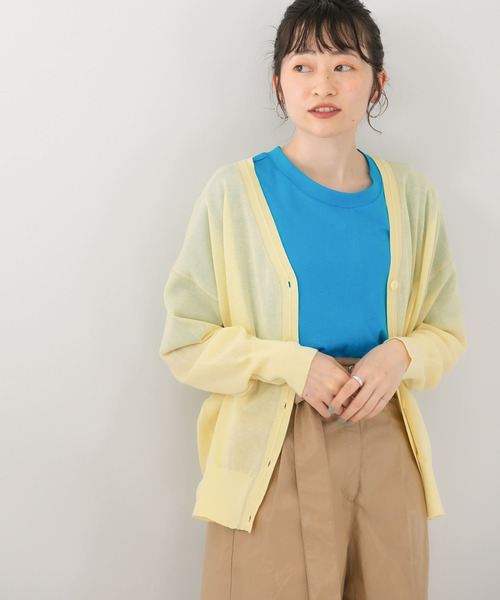 KBF（ケイビーエフ）の「カラーステッチシアーカーディガン（カーディガン/ボレロ・レディース・イエロー/ライトブラウン/グリーン/ブラック・ONE）」の11枚目の写真