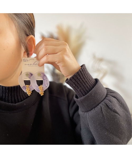 tone(トーン)の「【marihori】ジェルネイル マット 大ぶりリングピアス(MA)(ピアス(両耳用)・レディース・ベージュ/パープル/グリーン系その他/パープル系その他/レッド系その他/イエロー系その他/グリーン系その他2・FREE)」の17枚目の写真