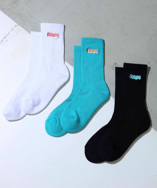 X-girl(エックスガール)の「CANDY LOGO RIB SOCKS/ロゴ刺繍/靴下 リブソックス(ソックス/靴下・レディース・ホワイト/ブラック/グリーン・ONE SIZE)」の4枚目の写真