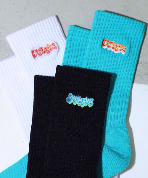 X-girl(エックスガール)の「CANDY LOGO RIB SOCKS/ロゴ刺繍/靴下 リブソックス(ソックス/靴下・レディース・ホワイト/ブラック/グリーン・ONE SIZE)」の5枚目の写真