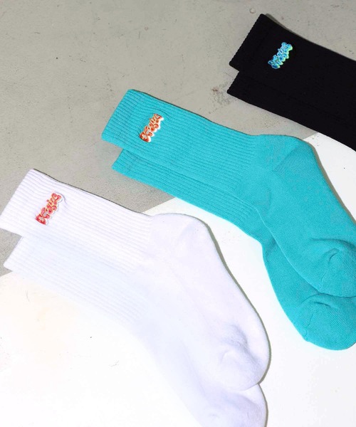 X-girl(エックスガール)の「CANDY LOGO RIB SOCKS/ロゴ刺繍/靴下 リブソックス(ソックス/靴下・レディース・ホワイト/ブラック/グリーン・ONE SIZE)」の18枚目の写真