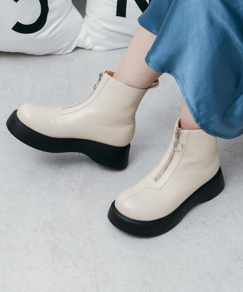 CITEN(シテン)の「<CITEN>ボリュームソール ハーフジップ ブーツ(ブーツ・レディース・ブラック/オフホワイト・23cm/23.5cm/24cm/24.5cm)」の2枚目の写真