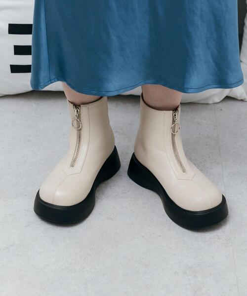 CITEN(シテン)の「<CITEN>ボリュームソール ハーフジップ ブーツ(ブーツ・レディース・ブラック/オフホワイト・23cm/23.5cm/24cm/24.5cm)」の3枚目の写真